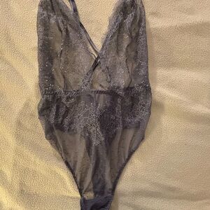 Victoria's Secret Sheer Lace Chemise in  Shimmering Blue Gray